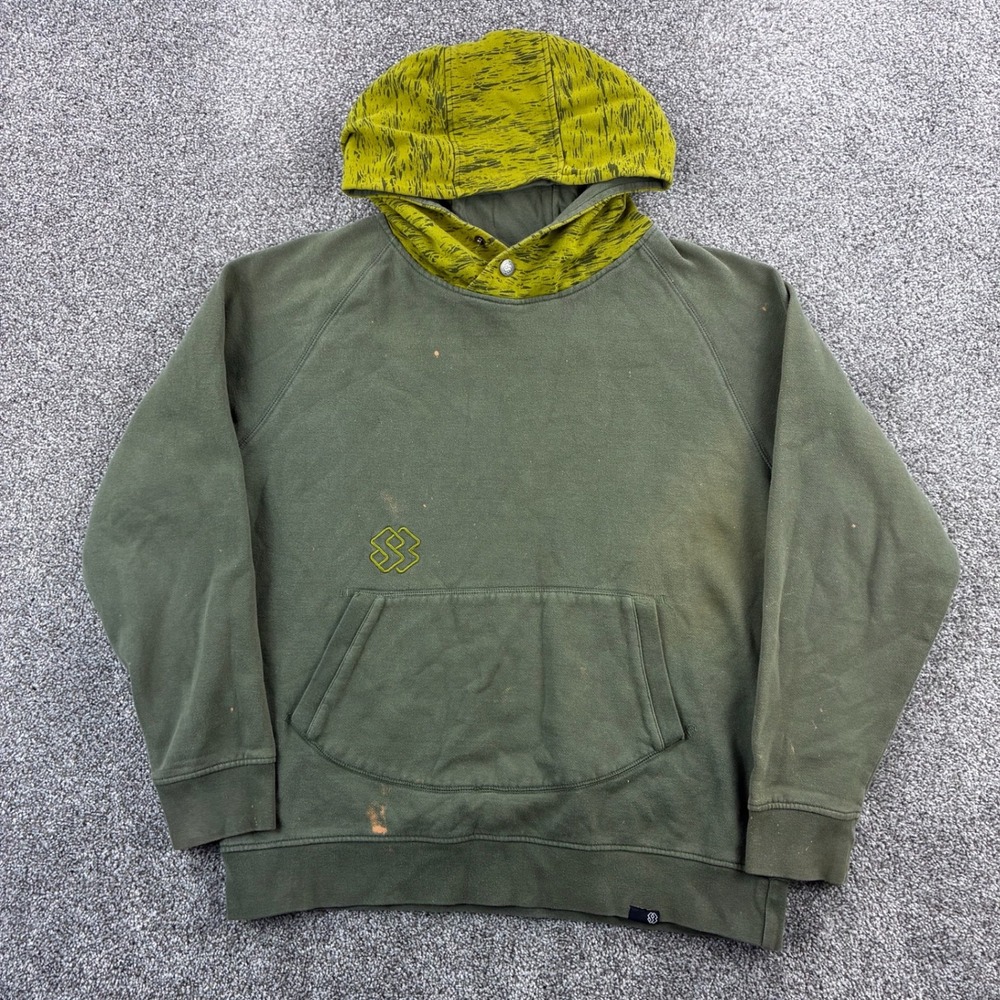 Special Blend Snowboard Hoodie Mens Large Green Yellow Contrast Hood Raglan